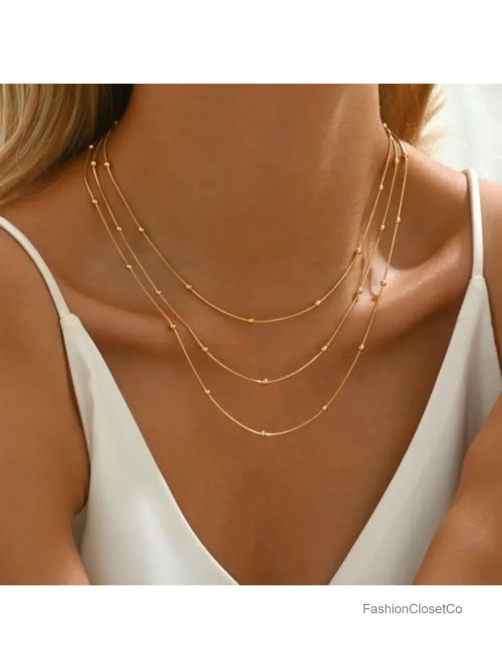 18K Gold Plated Layered Herringbone Necklace Set for Women, Dainty Non Tarnish